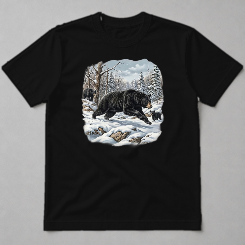 BLACK BEARS IN SNOW