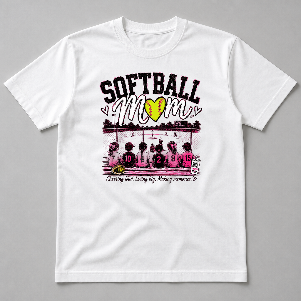 SOFTBALL MOM CHEERING LOUD LOVING BIG MAKING MEMORIES